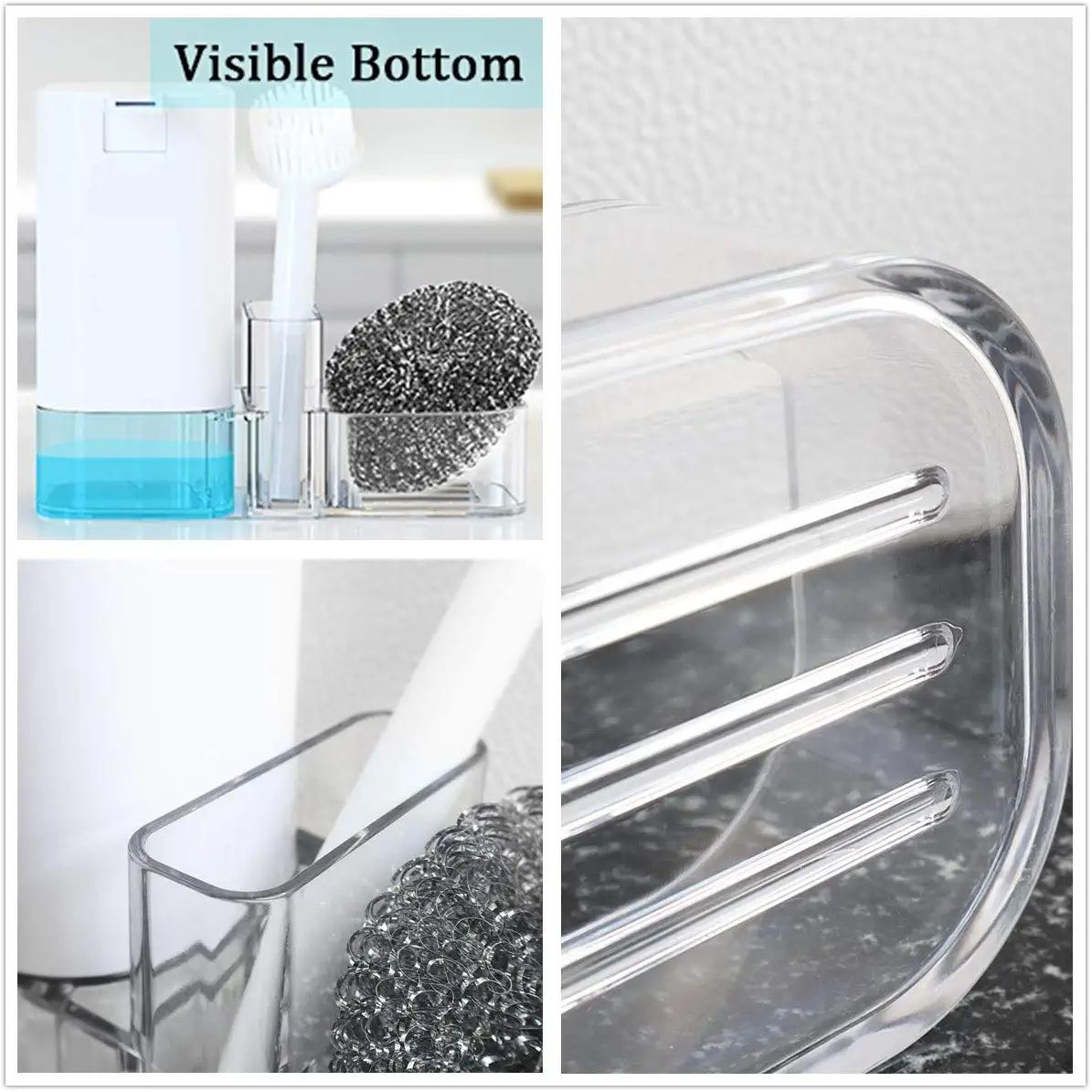 Kitchen Sink Countertop Organizer Multifunctional Cleaning Utensils-Dish Soap Dispenser Sponge Holde