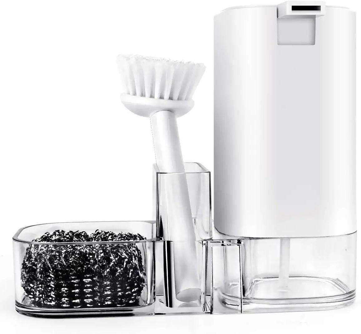 Kitchen Sink Countertop Organizer Multifunctional Cleaning Utensils-Dish Soap Dispenser Sponge Holde