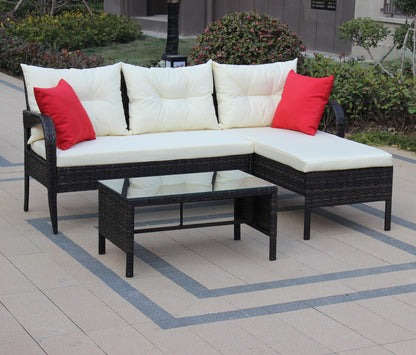 Outdoor patio 3 piece Conversation set Wicker/Rattan Sectional Set