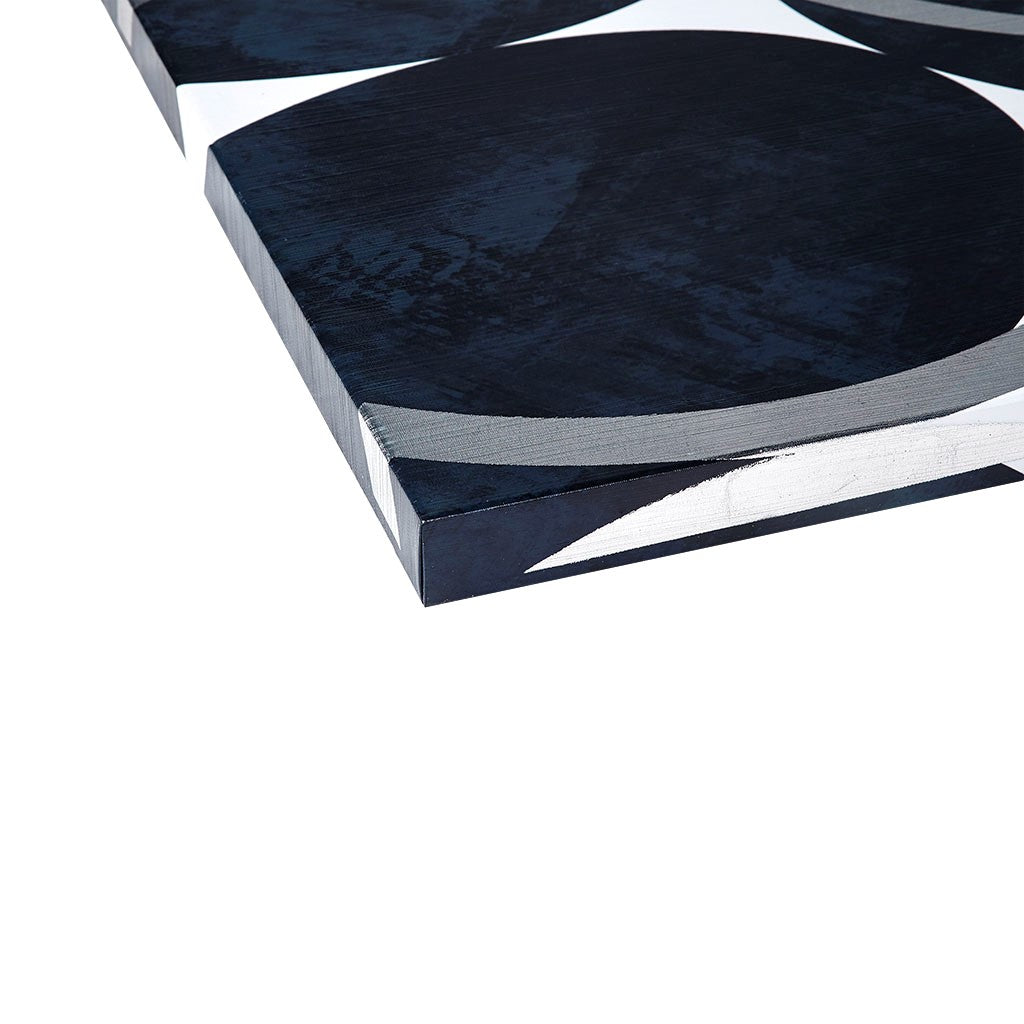 Celestial Orbit Navy Gel Coated and Silver Foil Canvas