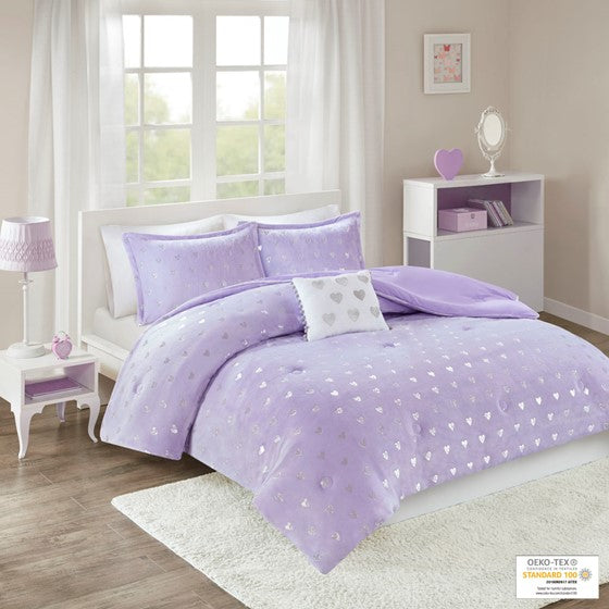 Rosalie Metallic Printed Plush Comforter Set