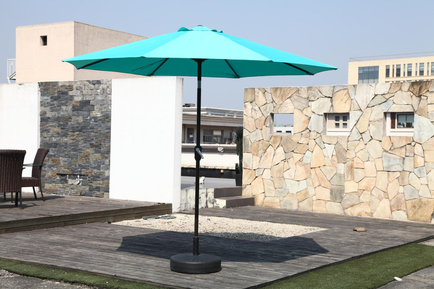 Patio Outdoor Market Umbrella with Aluminum Auto Tilt and Crank Without Base