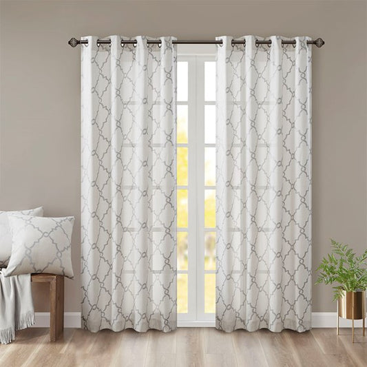 Saratoga Fretwork Print Grommet Top Window Curtain