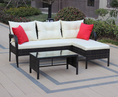 Outdoor patio 3 piece Conversation set Wicker/Rattan Sectional Set