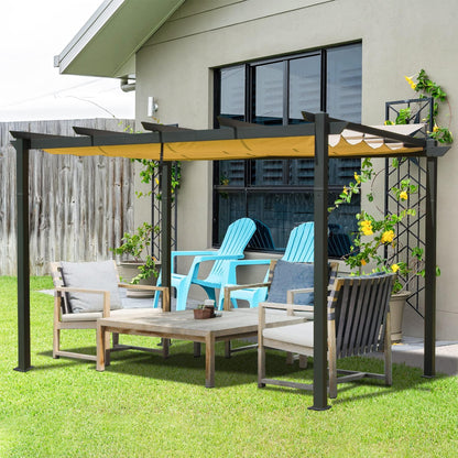 9'x13' Retractable Pergola with Weather-Resistant Canopy Aluminum