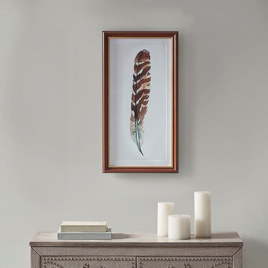 Wind Feather I Framed Glass Wall Art Single Mat