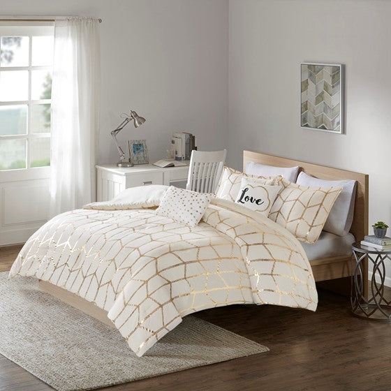 Raina Metallic Printed Comforter Set