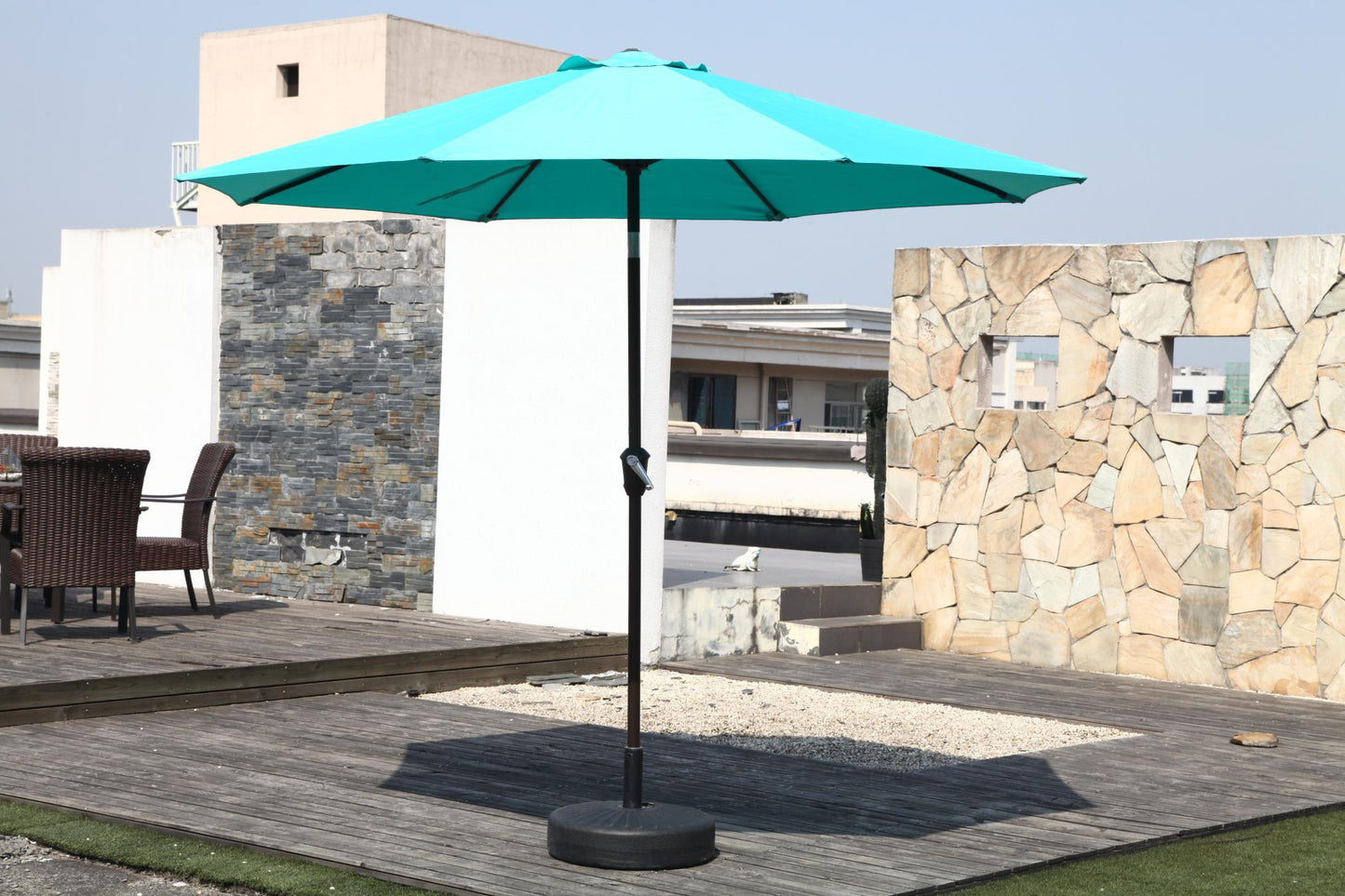Patio Outdoor Market Umbrella with Aluminum Auto Tilt and Crank Without Base