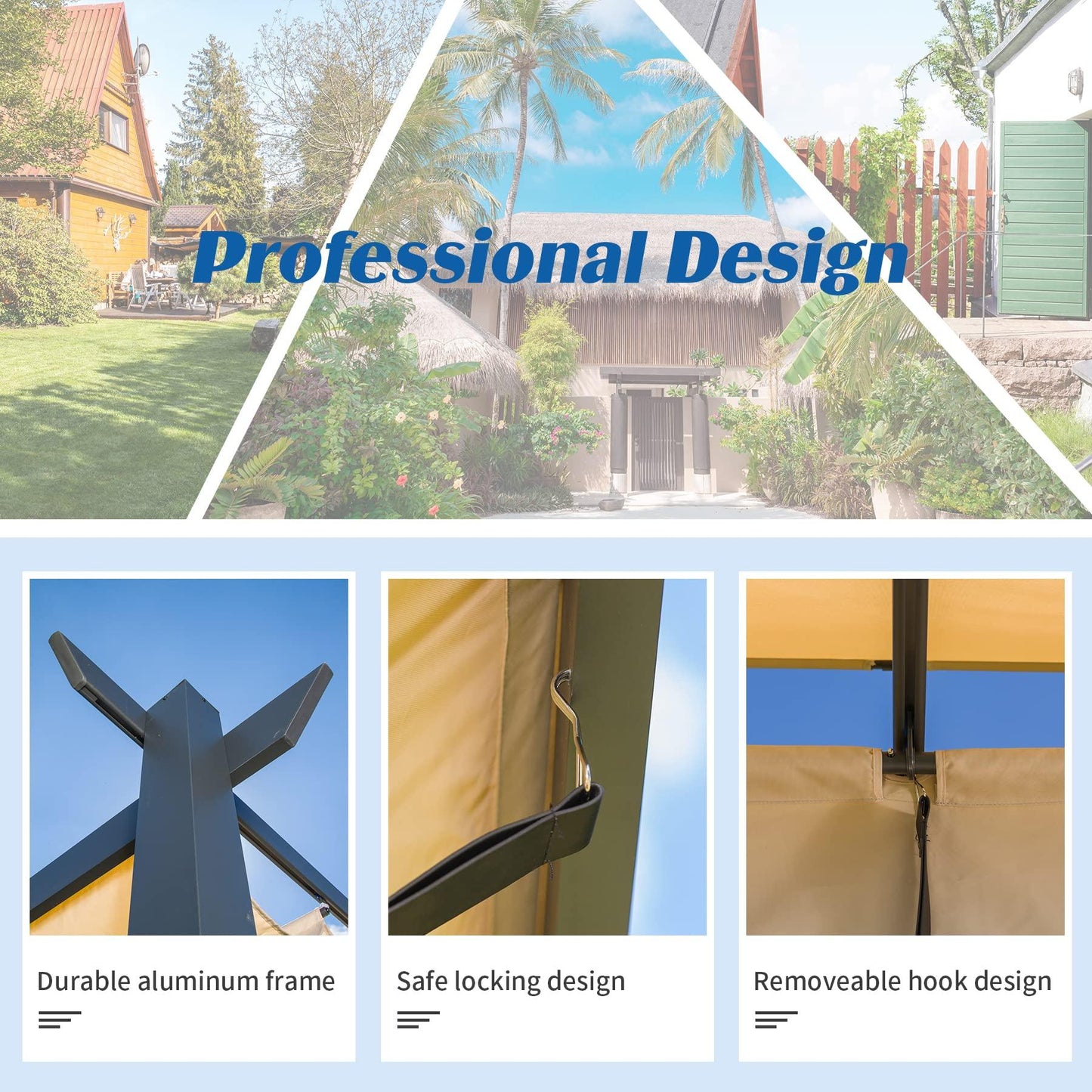 9'x13' Retractable Pergola with Weather-Resistant Canopy Aluminum