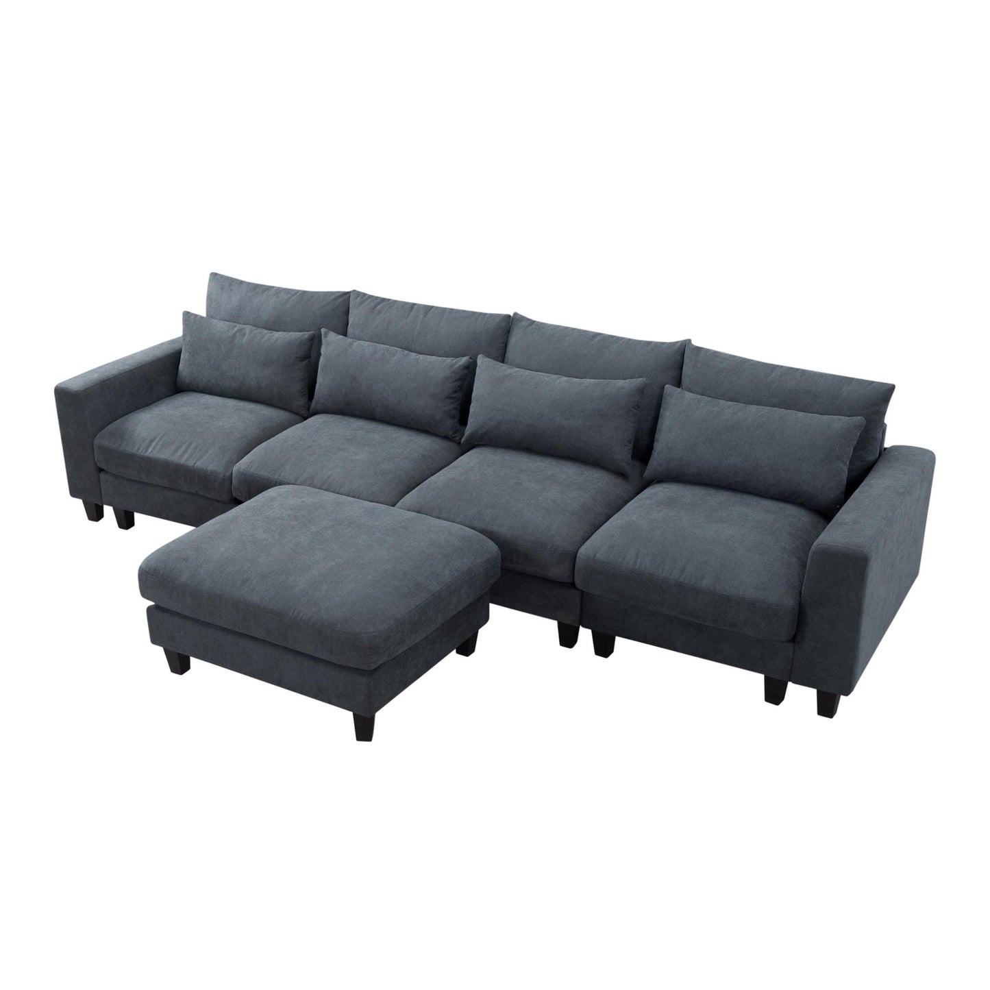 124.4” Modular L-Shaped Sectional Sofa with Ottoman
