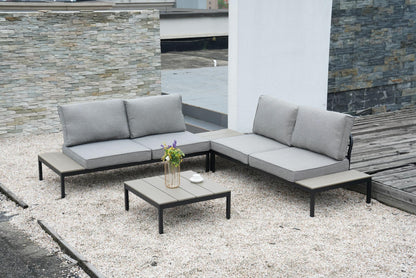 4 Piece Outdoor Sectional Sofa Set with Cushion & Built-in Side Table