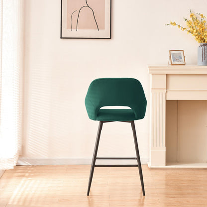 Set of 2 Velvet Green Counter Stools