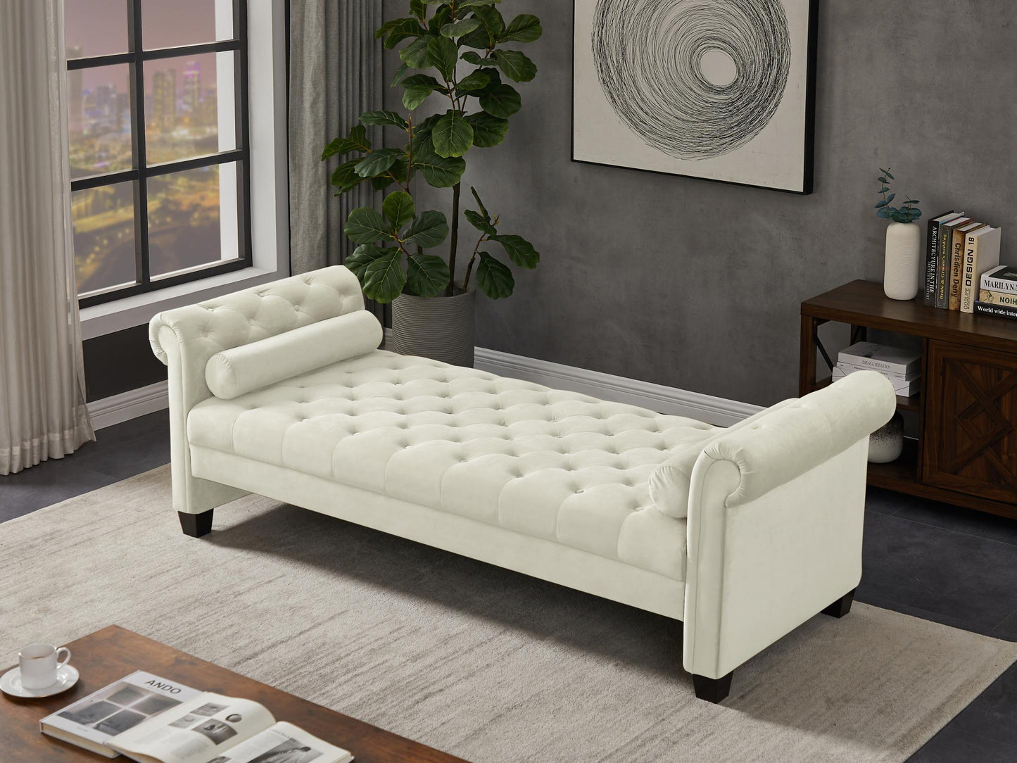 The Mozelle 82.3" Rectangular Large Chaise Lounge Ivory