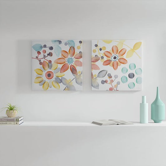 Sweet Florals Canvas With Hand Embellishment 2 Piece Set