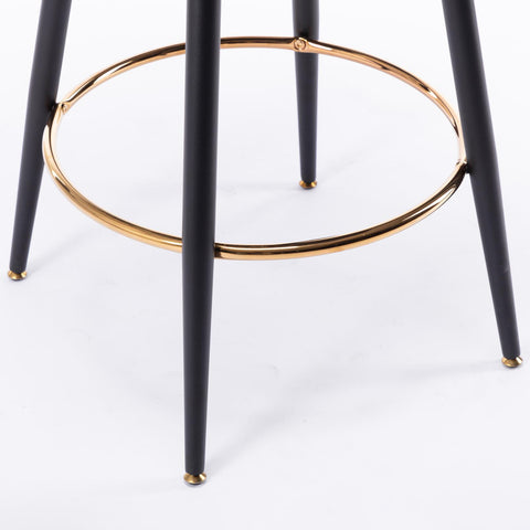 Set of 2 29" Modern Leather Tufted Swivel Bar Stools
