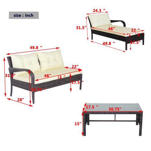 Outdoor patio 3 piece Conversation set Wicker/Rattan Sectional Set