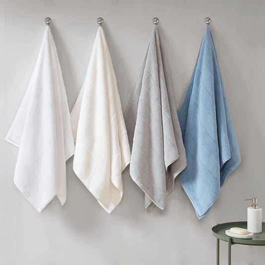 Parker Textured Solid Stripe 600GSM Cotton Bath Towel 6PC Set