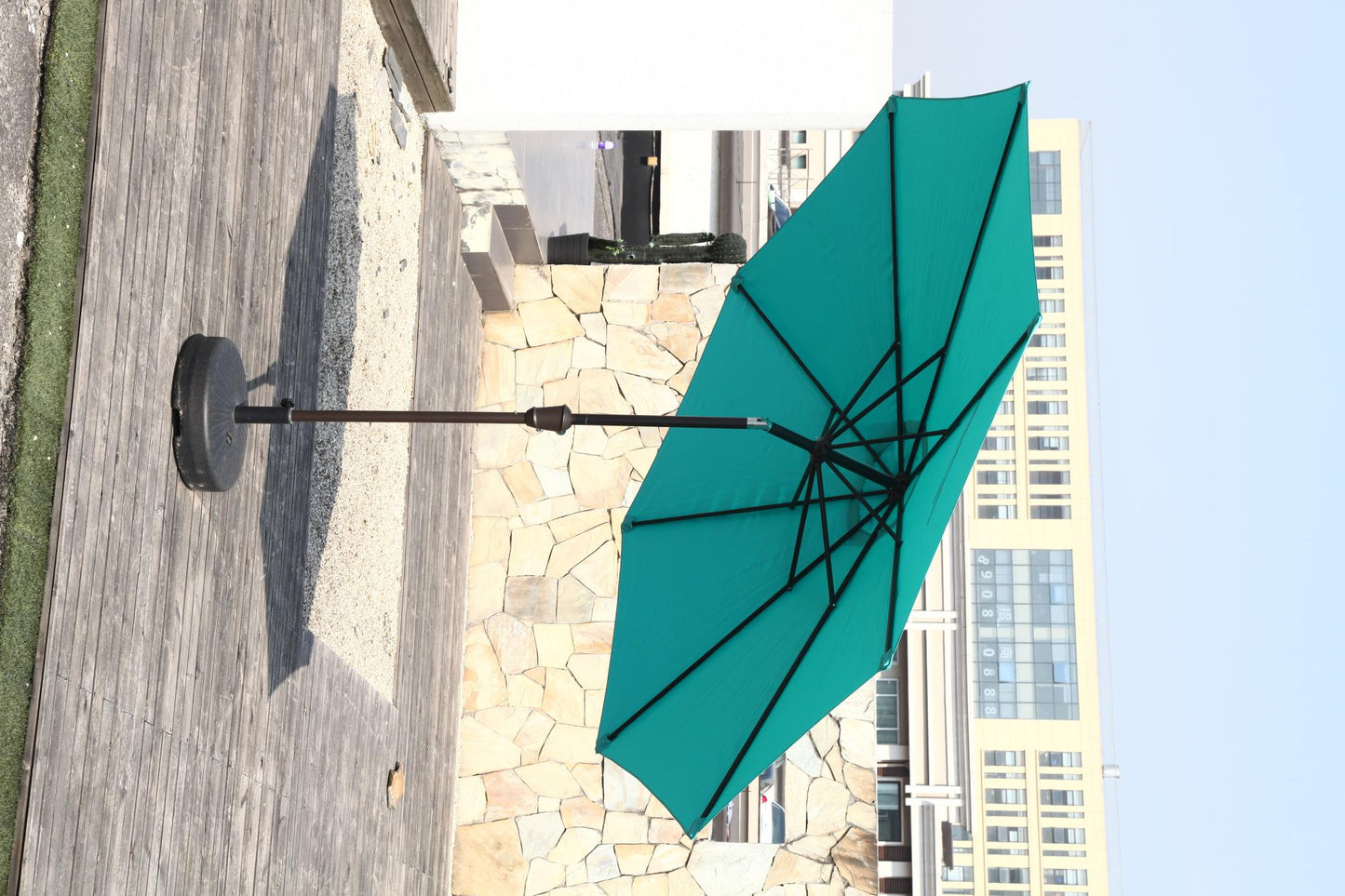 Patio Outdoor Market Umbrella with Aluminum Auto Tilt and Crank Without Base