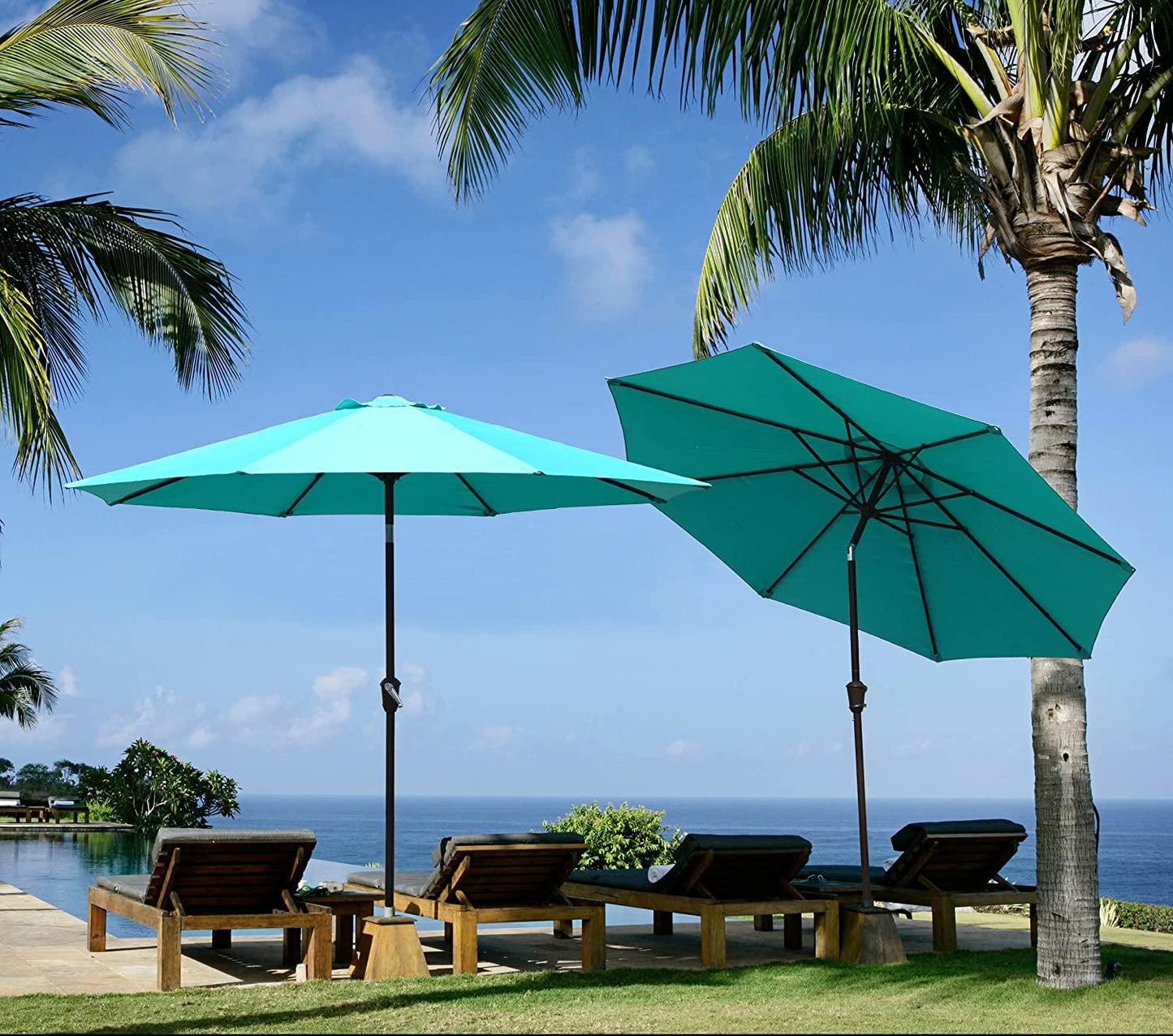 Patio Outdoor Market Umbrella with Aluminum Auto Tilt and Crank Without Base