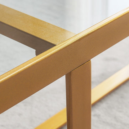 Minimalism rectangle coffee table,Golden metal frame with tempered glass tabletop