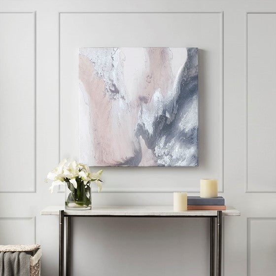 Bliss Abstract Gel Coat Canvas with Silver Foil Embellishment