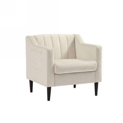 Modern velvet fabric single person sofa side chair with solid wood legs, used in bedroom, living room and office.